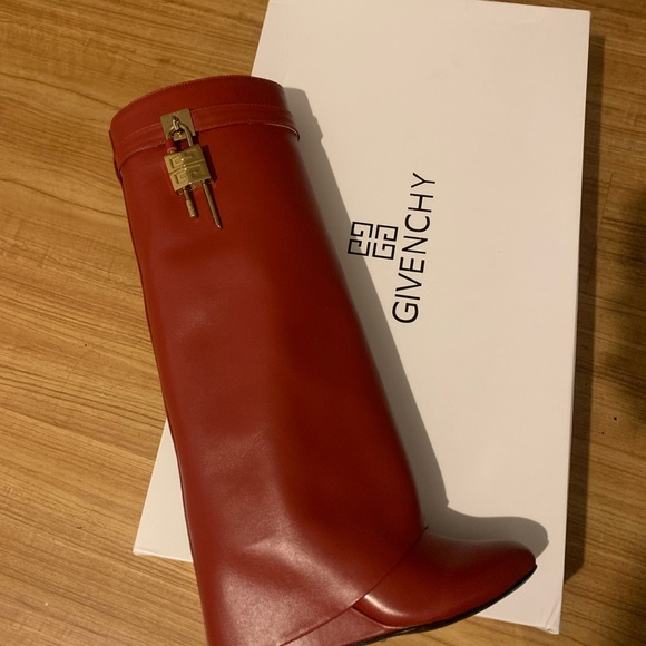 Givenchy Red Leather Boots - Picture 1 of 5